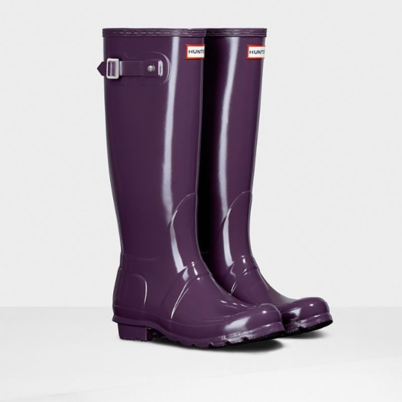 Hunter Shoes - Hunter Tall Gloss Rain Boot- Purple Urchi
